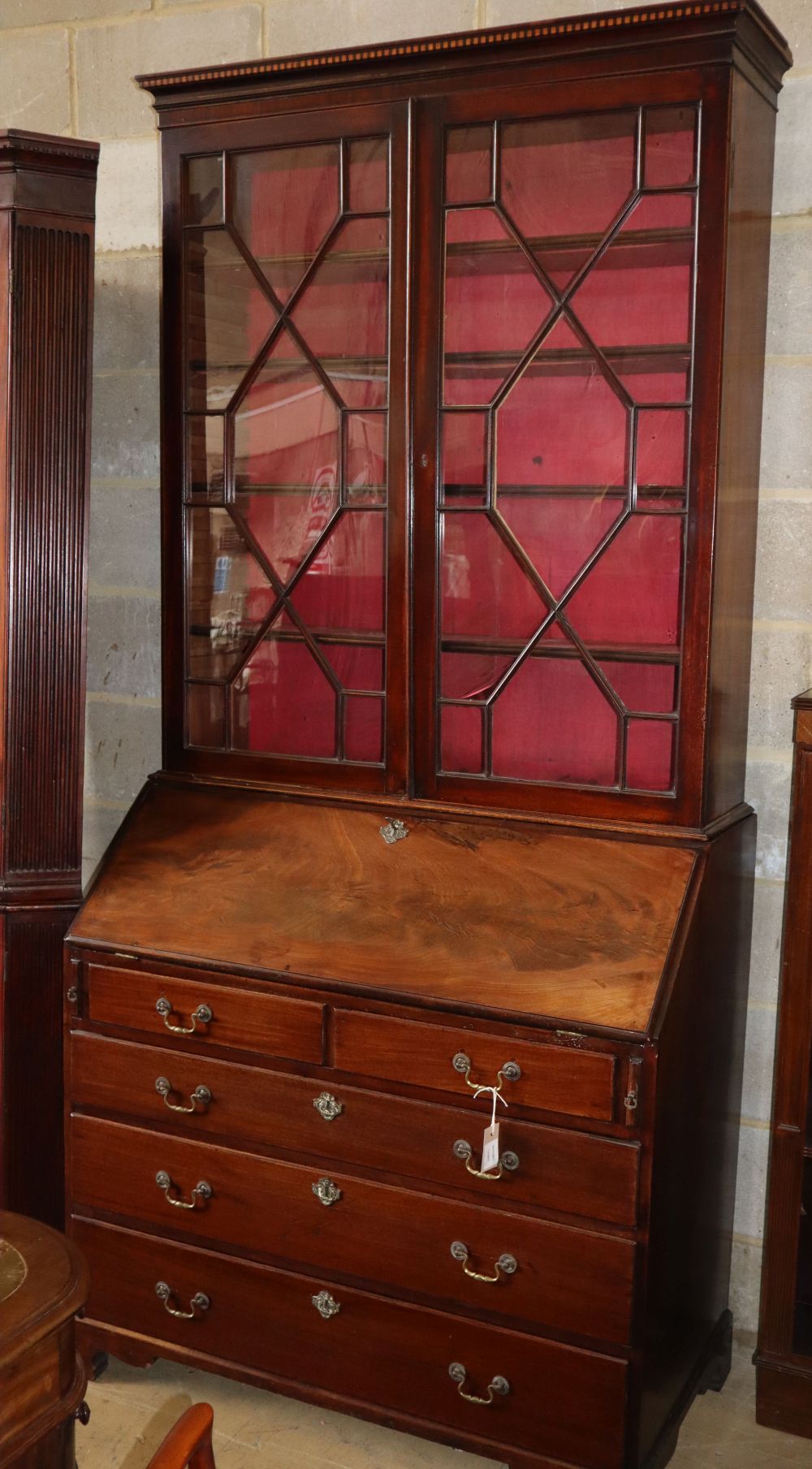 A George III mahogany bureau bookcase, W.108cm, D.54cm, H.230cm